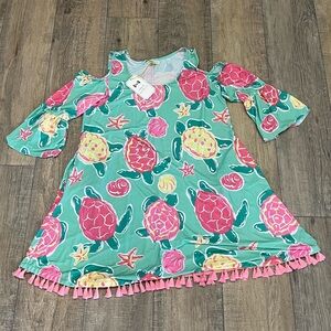 Simply Southern Pink and Green  Beachy Dress/Beach Cover/up Size Medium 🪴🆕🪴